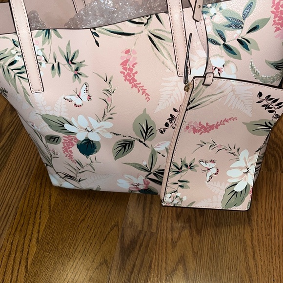 Kate Spade Pink & Green Arch Mya Botanical two way Floral Tote Bag & wristlet - Picture 5 of 15